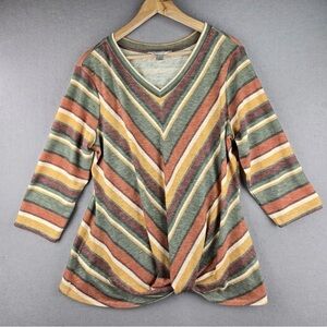 Christopher & Banks Multicolor Chevron Long Sleeve Top